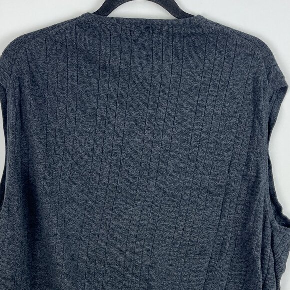 Izod Sweater Vest Size 2XLT Gray Sleeveless V Neck Striped Stretch Cotton Rayon - Picture 7 of 9
